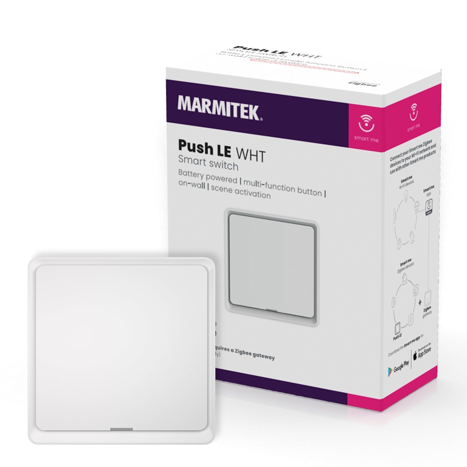 Zigbee - Marmitek Push LE WHT - Zigbee 3.0 - Viedais gaismas slēdzis