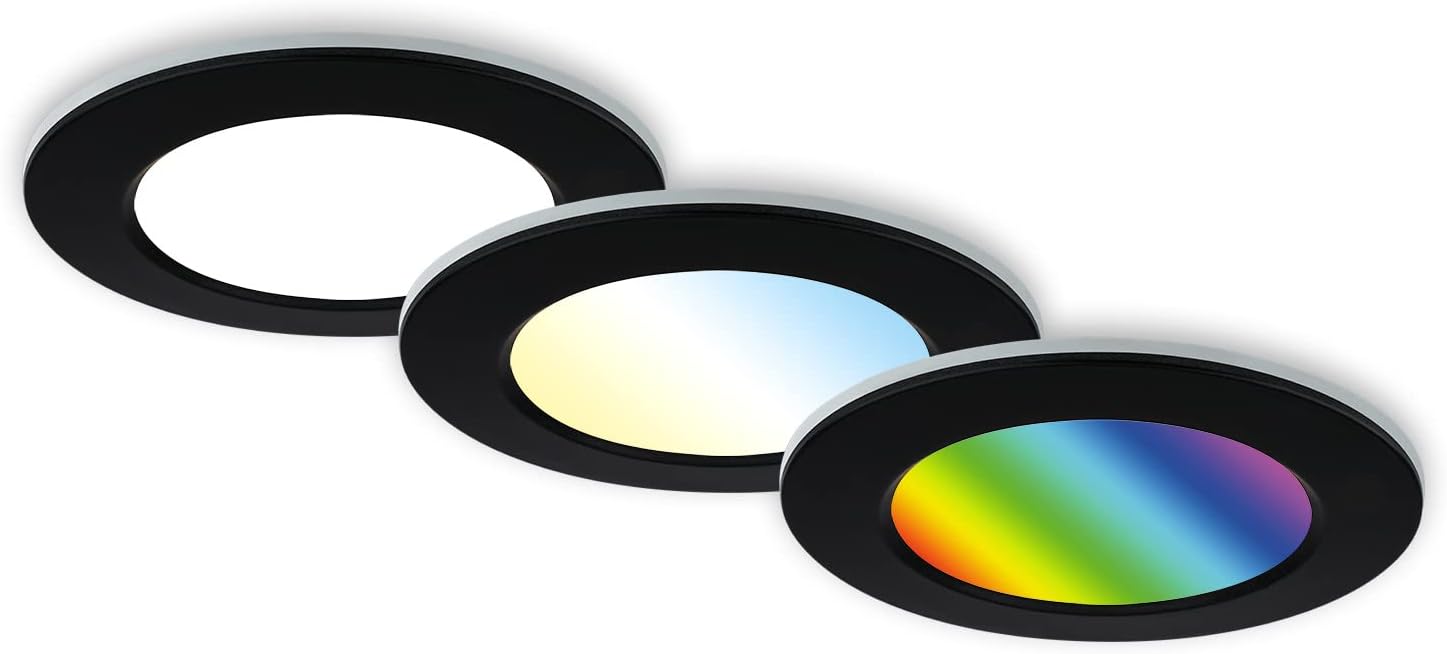 Briloner 7035-035 3 LED - padziļinājumā iebūvētu griestu lampu komplekts, melnas, 92x45