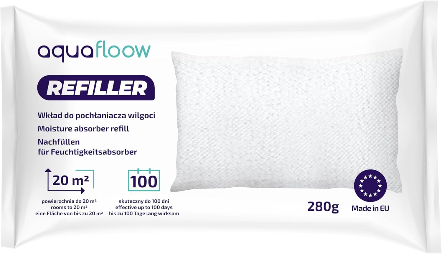 Aquafloow 12AF54-280 - Ultraabsorbējošas granulas mitruma savācējiem – 1 gab, 280 g