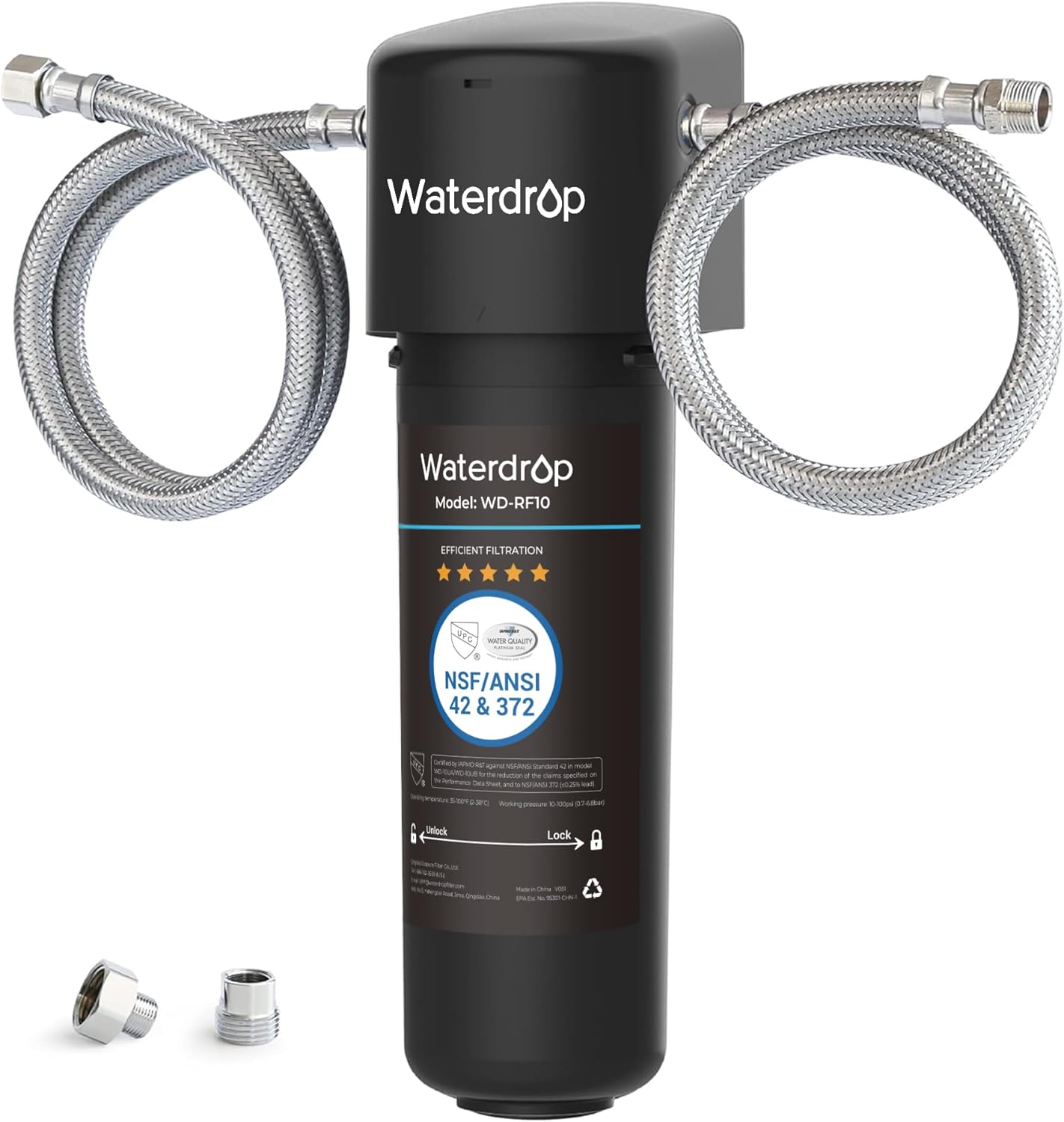 Waterdrop WD-10UA – Zem izlietnes ūdens filtrēšanas sistēma, 30 000 litri, samazina 99,99% svina un hlora, NSF/ANSI 42 sertificēta
