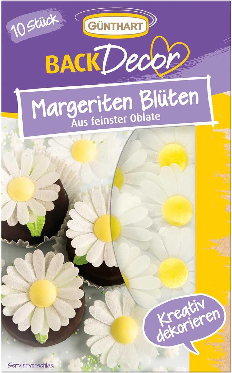 Gnthart BackDecor – Dekoratīvie margrietiņu ziedi, piemēroti kūkām, 10gb.