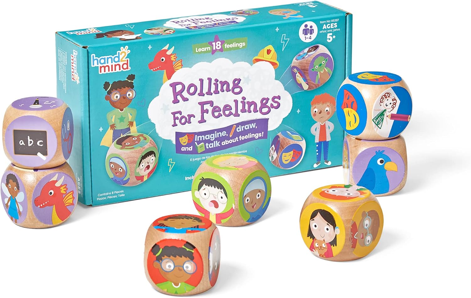hand2mind Rolling for Feelings – Emociju atpazīšanas un izpausmes spēle bērniem, vecums 5+