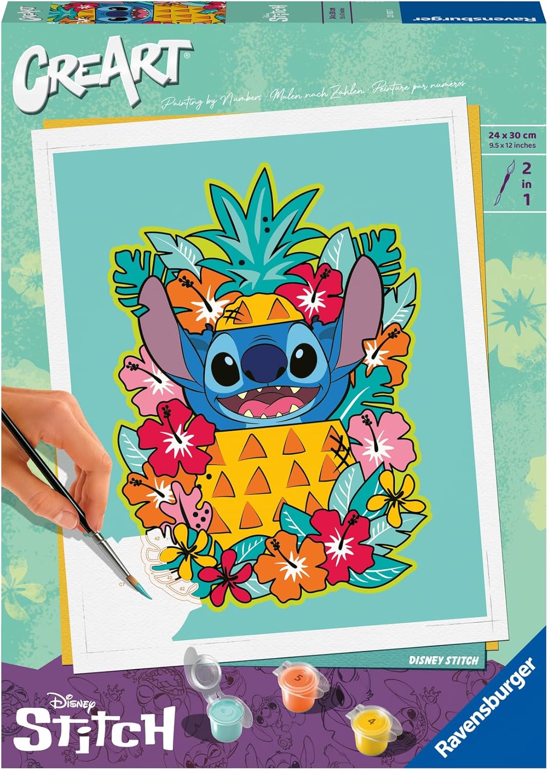Ravensburger 23933 CreArt – Radošā numuru gleznošanas komplekts Stitch, 24x30 cm,