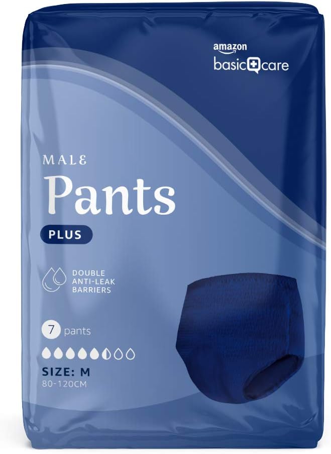 Amazon Basic Care men Plus – Vienreizējās higiēnas bikses, M izmērs, 7 gab.