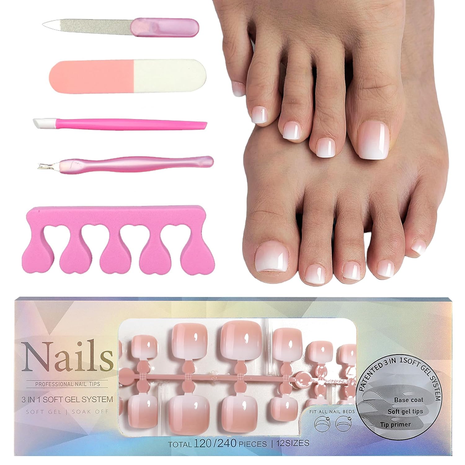 MrCuvaryas False Fungel Kit – Mākslīgo nagu komplekts, 120 gab.