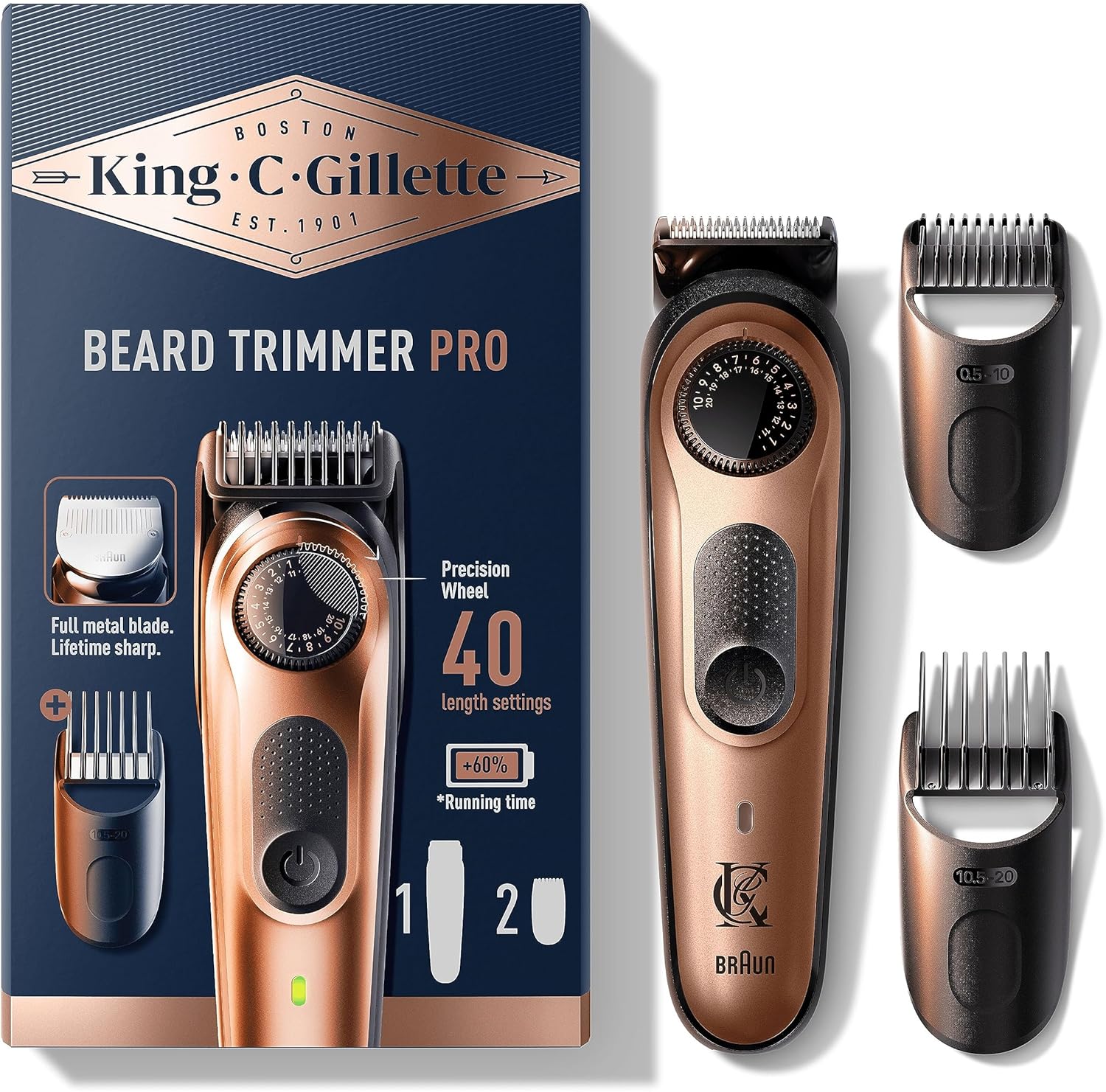 King C. Gillette PRO – Vīriešu elektriskais bārdas trimmeris ar precīzu ciparnīcu