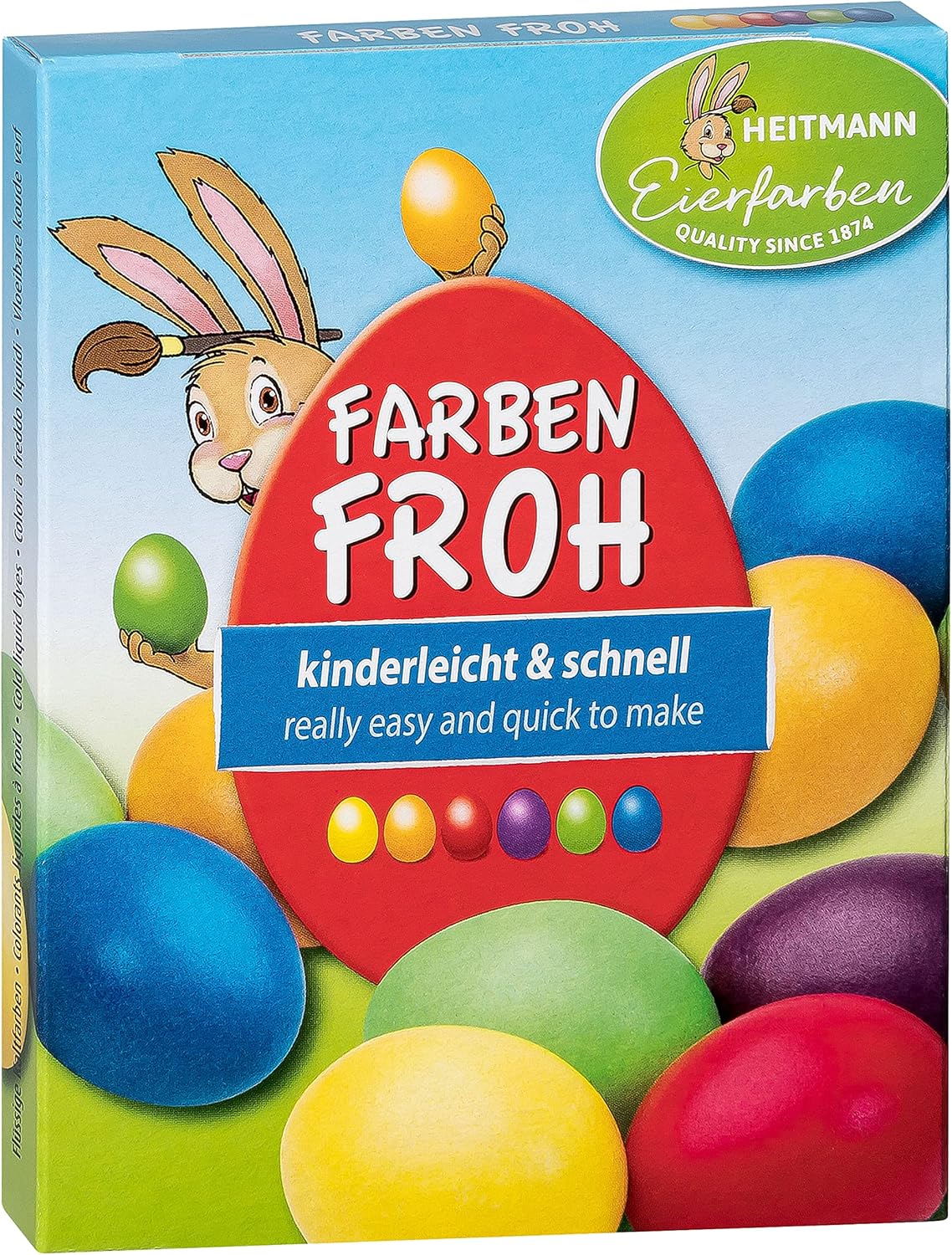 Heitmann Colours Happy – 6 šķidrās olu krāsas komplekts, 30 ml, dzeltena, oranža, sarkana, zaļa, zila, plūmju tonis