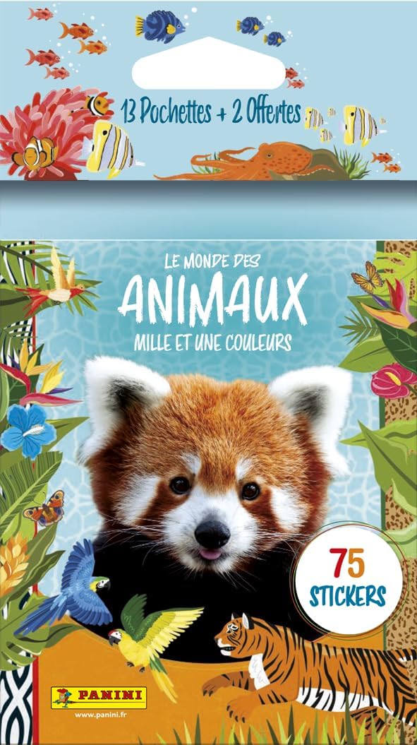 Panini Animals 2025 – Bērnu kolekcijas kārtis, blistera iepakojumā, 13 gabali, 2 bezmaksas, dažādas krāsas
