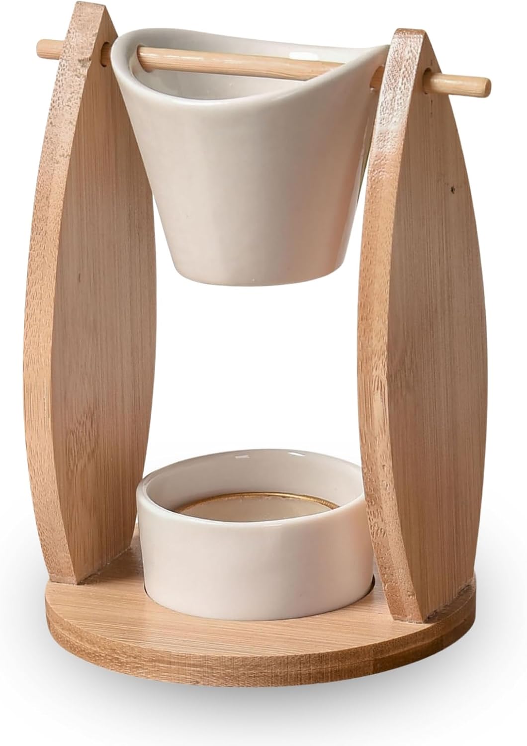 ZenArme Arina SCOB20-4SB –  Dekoratīvs tējas sveces turētājs no koka un keramikas, 12,5 cm