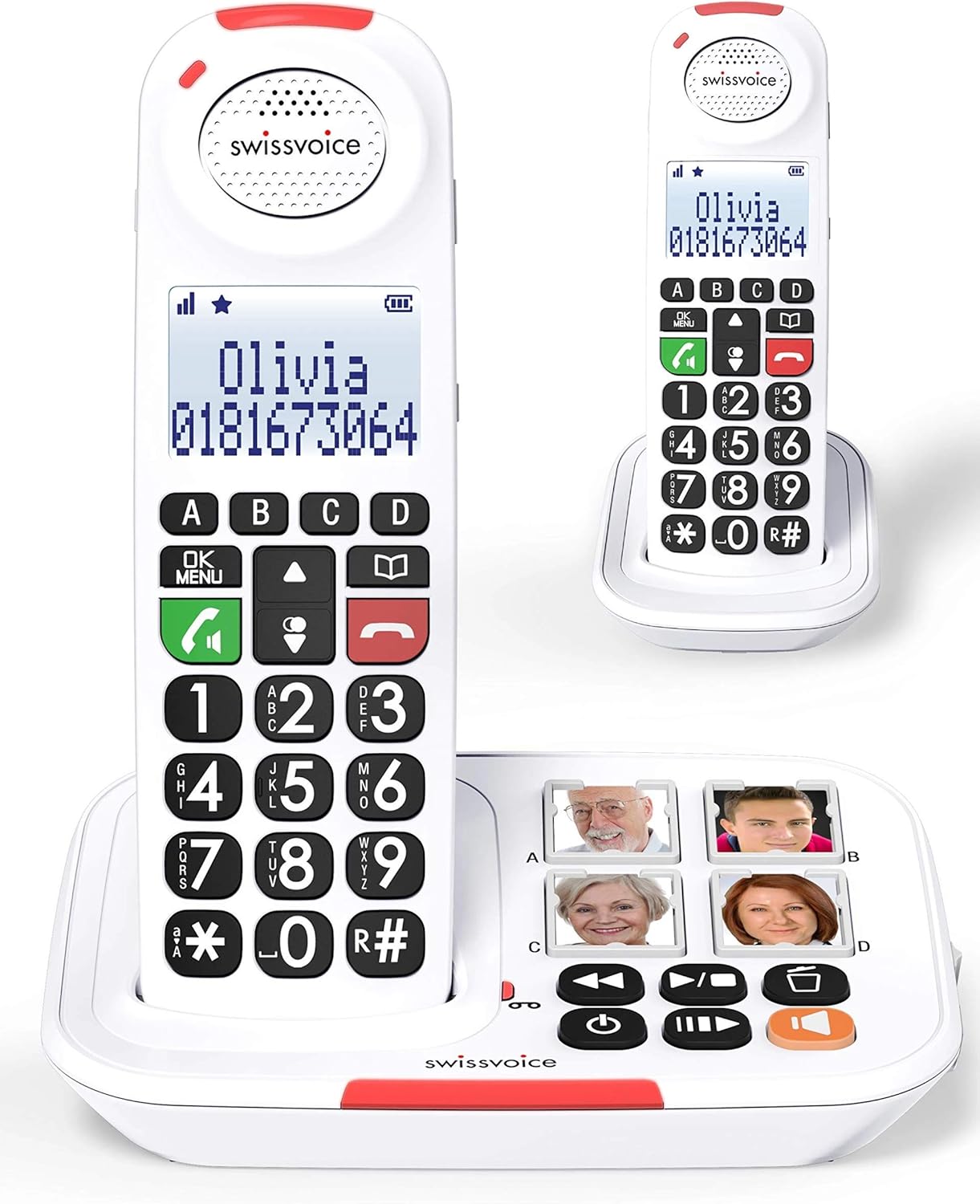 Swissvoice Xtra 2155 – Bezvadu duo telefons ar pastiprinātāju, automātiska atbildēšana, HAC saderīgs, balts