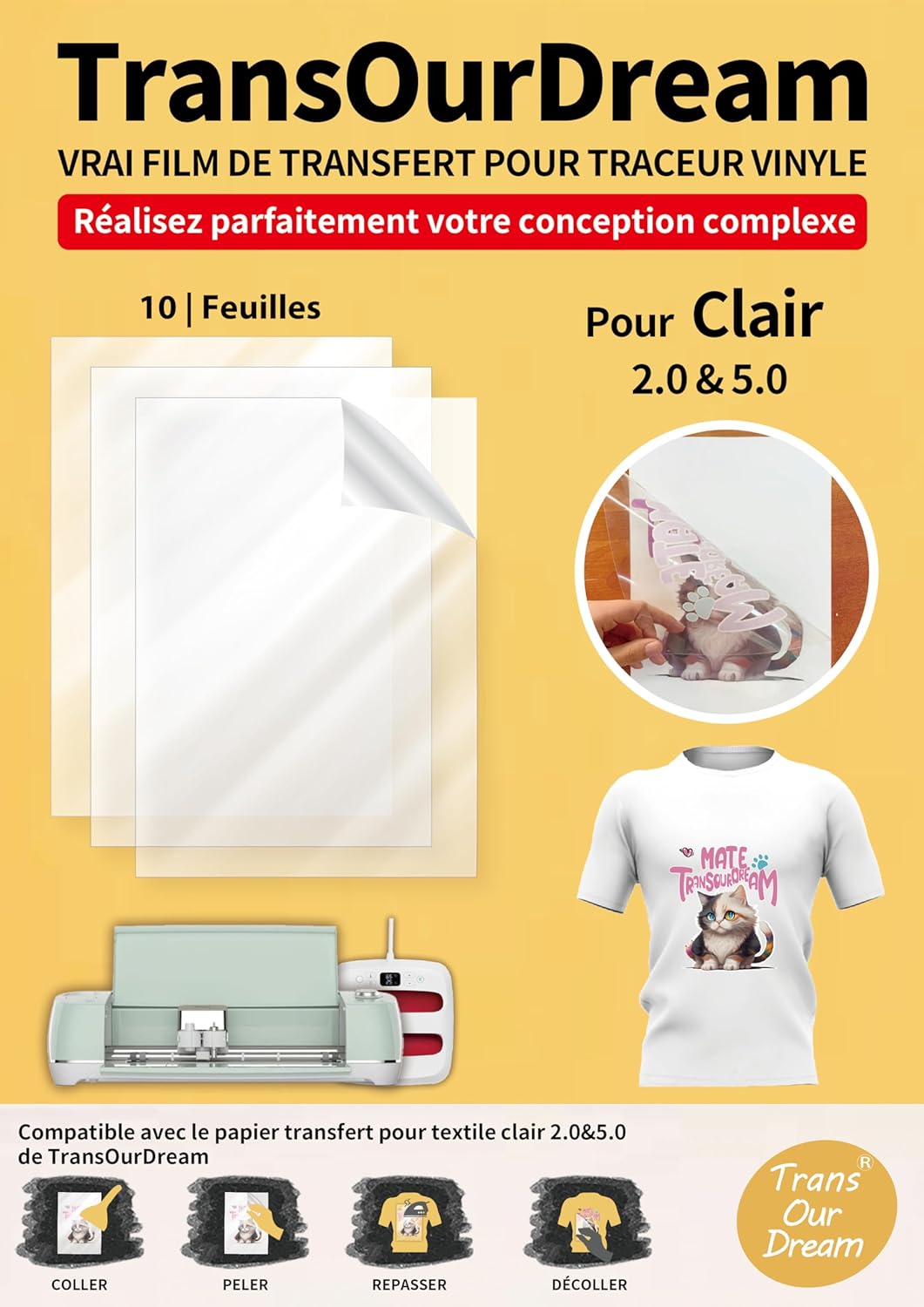 TransOurDream Real – Caurspīdīga ploteru pārneses plēve, 10 loksnes