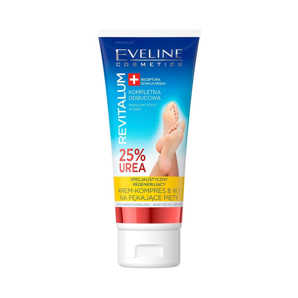 Eveline Cosmetics Revitalum – Papēžu atjaunojošs krēms, 25% Urea, intensīva kopšana, plaisājoša āda, 75 ml