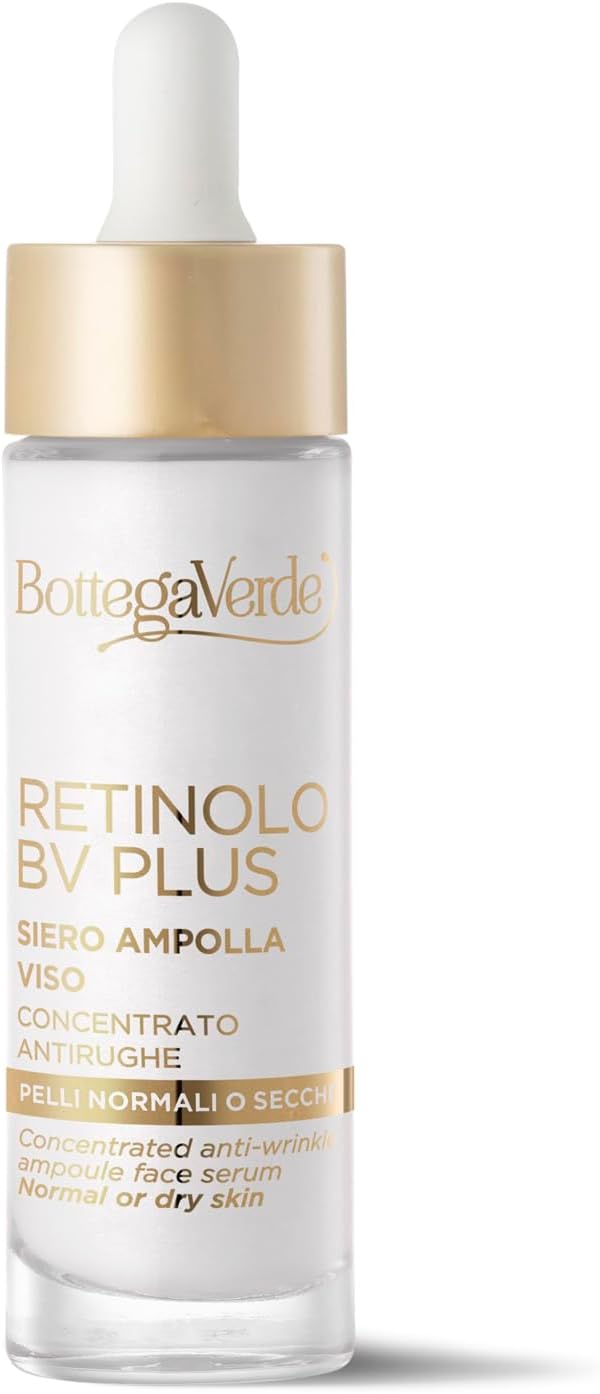Bottega Verde Retinol BV Plus – Pretgrumbu sejas serums, ar retinolu un barojošiem ekstraktiem, normālai un sausai ādai, 30 ml