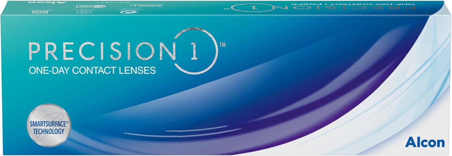 PRECISION 1 – Ikdienas kontaktlēcas, 30 vienības, 1,50 dioptrijas, 8,3 mm izliekums, 14,2 mm diametrs