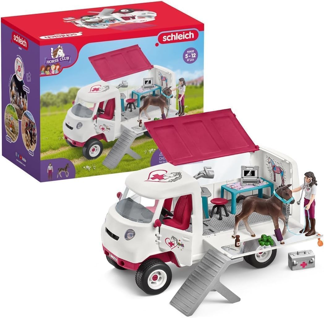 Schleich 42439 – Mobilais veterinārārsts komplekts ar Hanoveru ērzeli, 37 detaļas, pārvietojama veterinārārsta figūra, zirga figūriņa, rotaļlieta bērniem no 5 gadiem