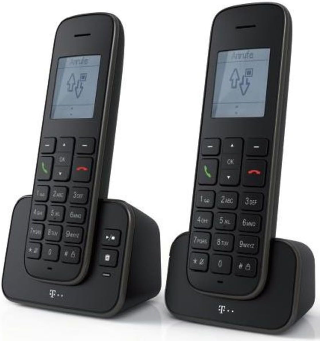 Telekom Sinus A207 DUO – Bezvadu DECT telefons ar automātisko atbildētāju, papildu klausuli, Blue Angel sertifikāts, melns
