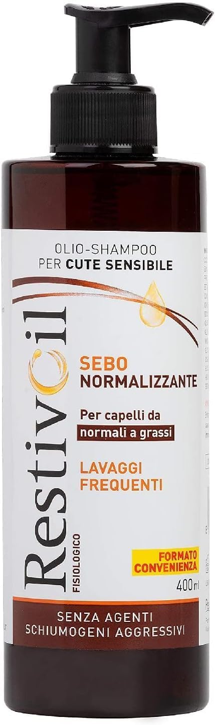 RestivOil – Barojošs šampūns matiem, 400 ml, aizsargājoša mitrināšana, atjaunojoša iedarbība, normāliem un taukainiem matiem