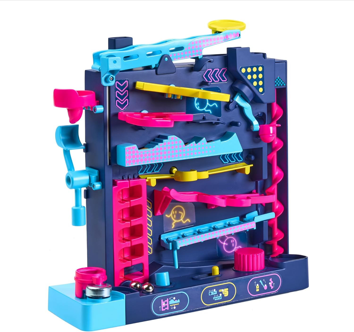 TOMY Games Screwball Scramble Level Up T73535 – Vertikāla šķēršļu josla, marmora skrējiens, loģikas spēle, koordinācijas attīstība, piemērota bērniem no 5 gadiem
