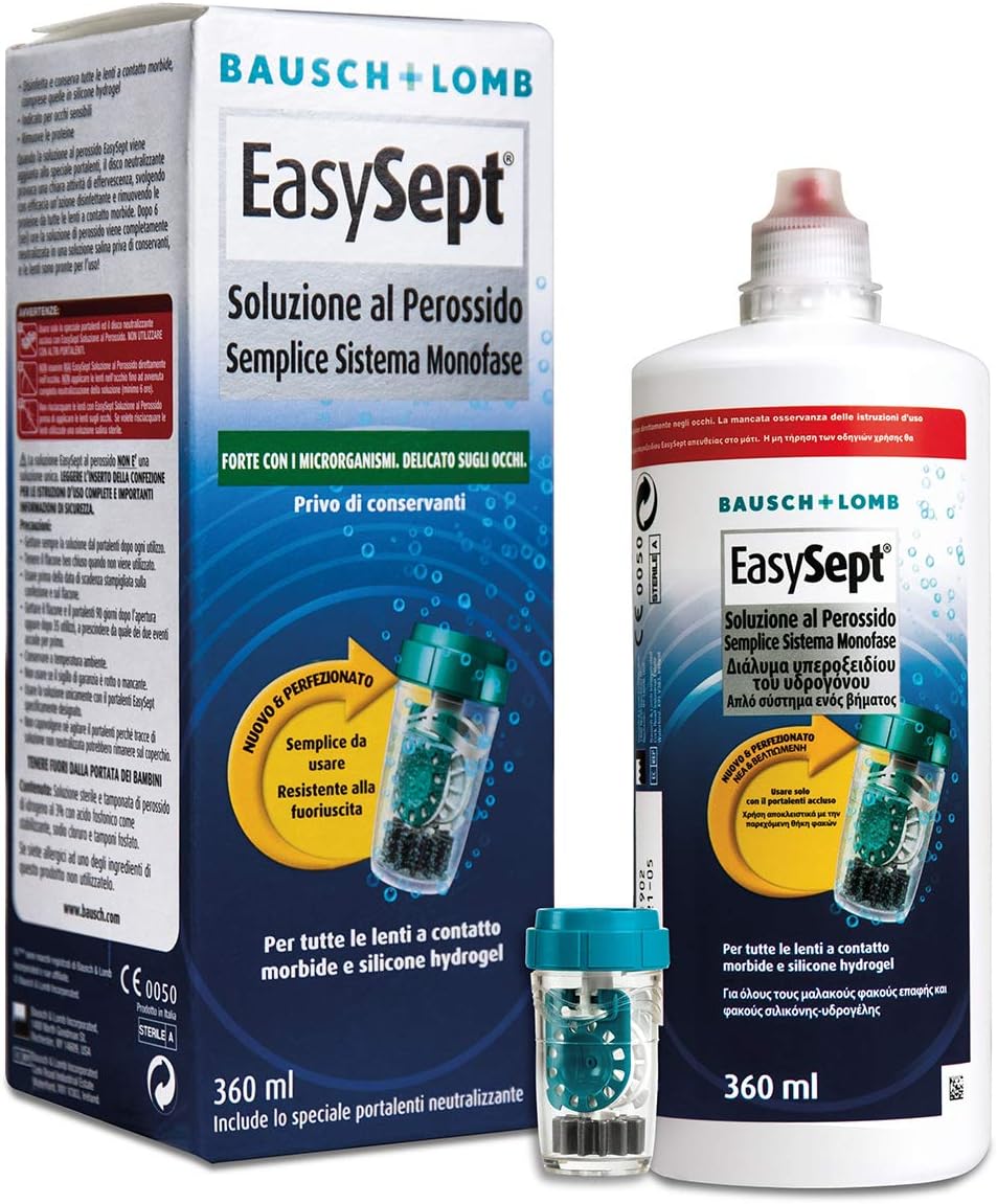 Easysept – Kontaktlēcu šķīdums, 360 ml, efektīva tīrīšana, mitrinoša formula, 1 iepakojums