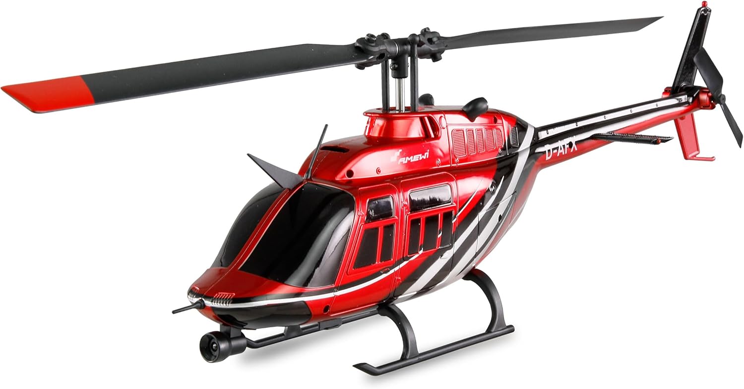 Amewi Bell 206 Jet Ranger – 6 kanālu RC helikopters, 6G tehnoloģija, mērogs 1:33, sarkans/melns
