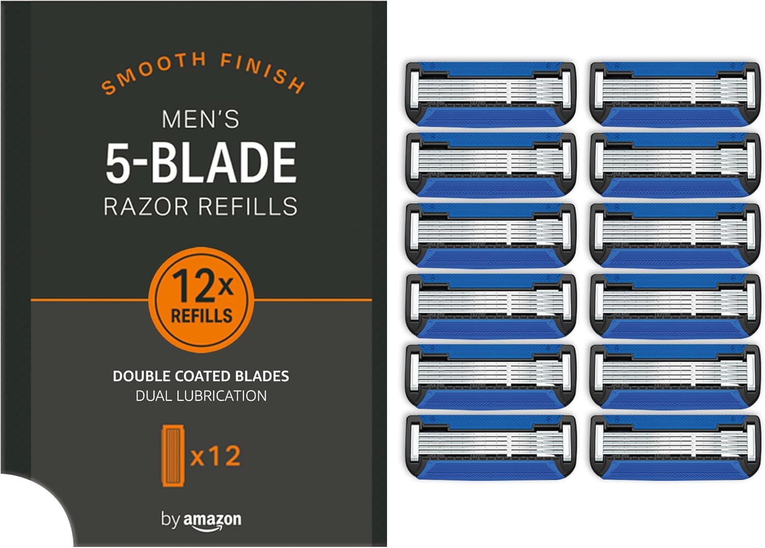 Amazon - 5 asmeņu vīriešu skuvekļu uzpildes komplekts, 12 gab., precīzs skuvums, ilgi kalpojošas asmens galviņas