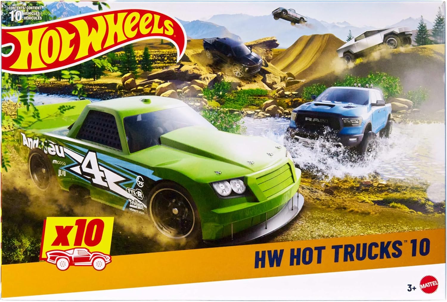 Hot Wheels Trucks Serie 2 – Komplekts ar 7 mašīnītēm, 1:64 mērogs, pikapi un furgoni, mūsdienu un retro modeļi