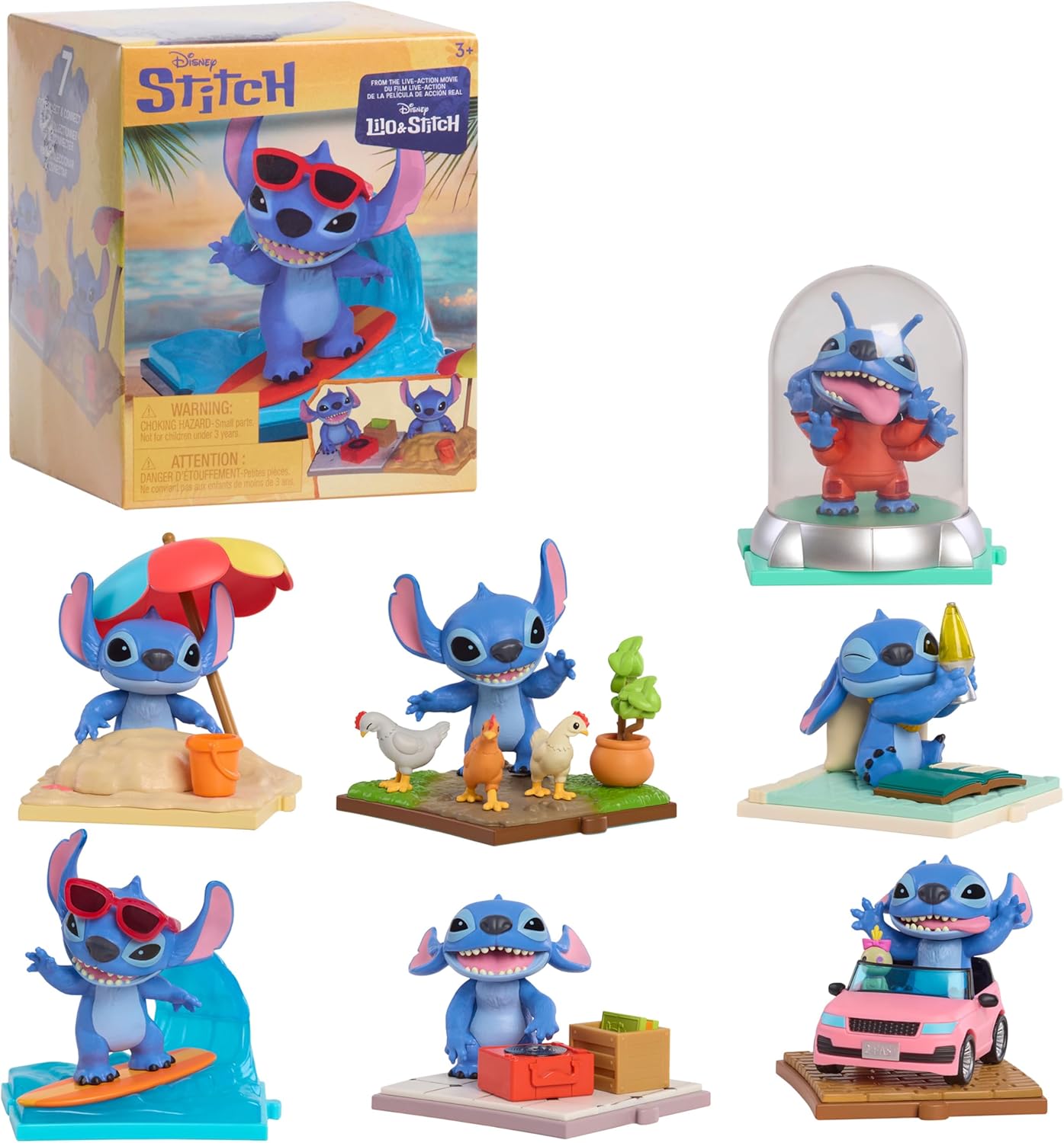 Just Play Disney Stitch 46109 – Kolekcionējamas figūriņas iedvesmojošas no Lilo & Stitch filmas, 7,6 cm, bērniem no 3 gadiem, dekorēšanai mājās