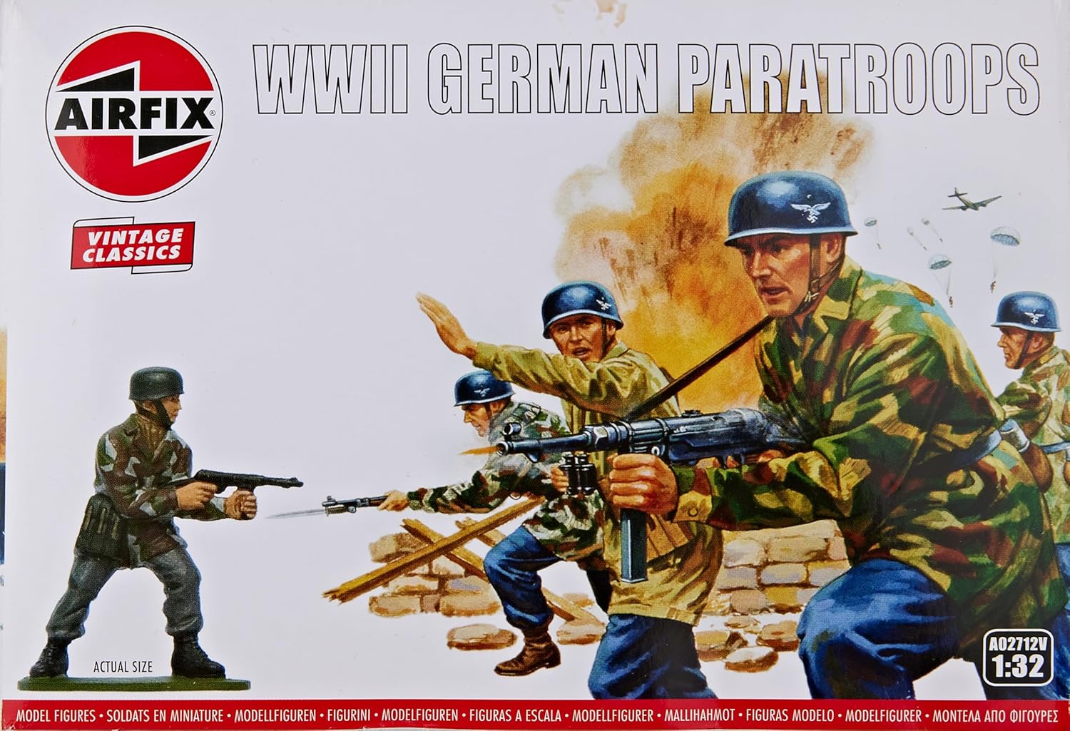Airfix A02712V - Modeļu komplekts figūrām ar vācu Otrā pasaules kara desantnieki, plastmasas modeļu komplekts pieaugušajiem un bērniem no 8 gadu vecuma
