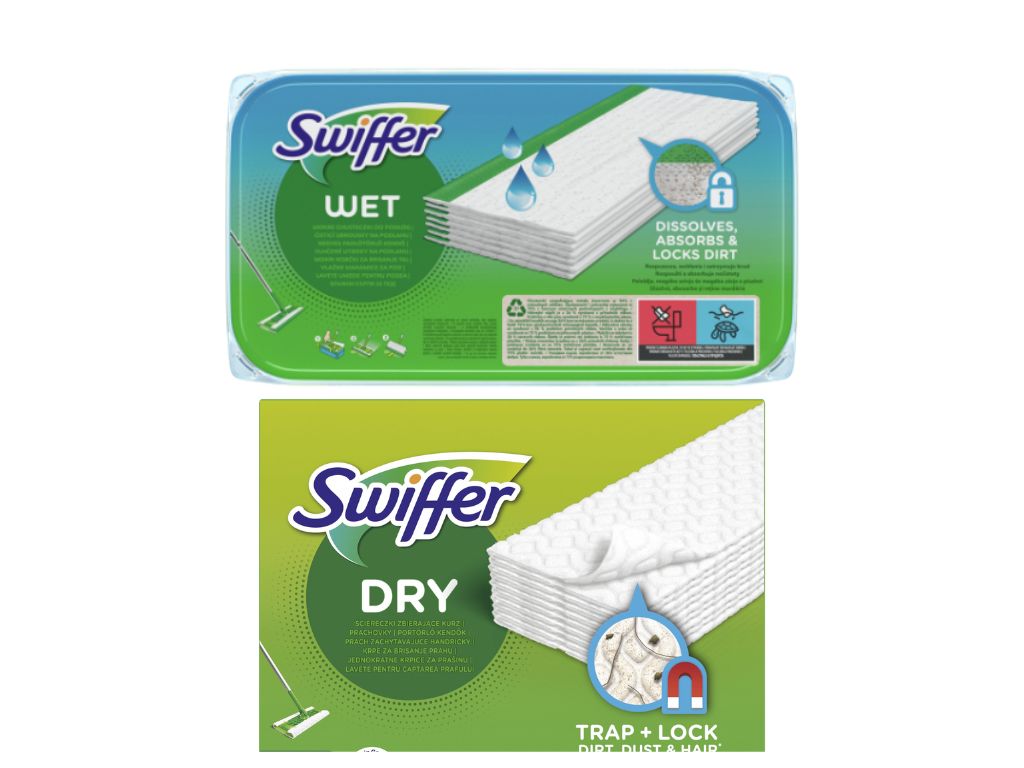 Swiffer 3D – Lupatiņas komplekts, 2 putekļu lupatiņas, 2 mazgāšanas lupatiņas