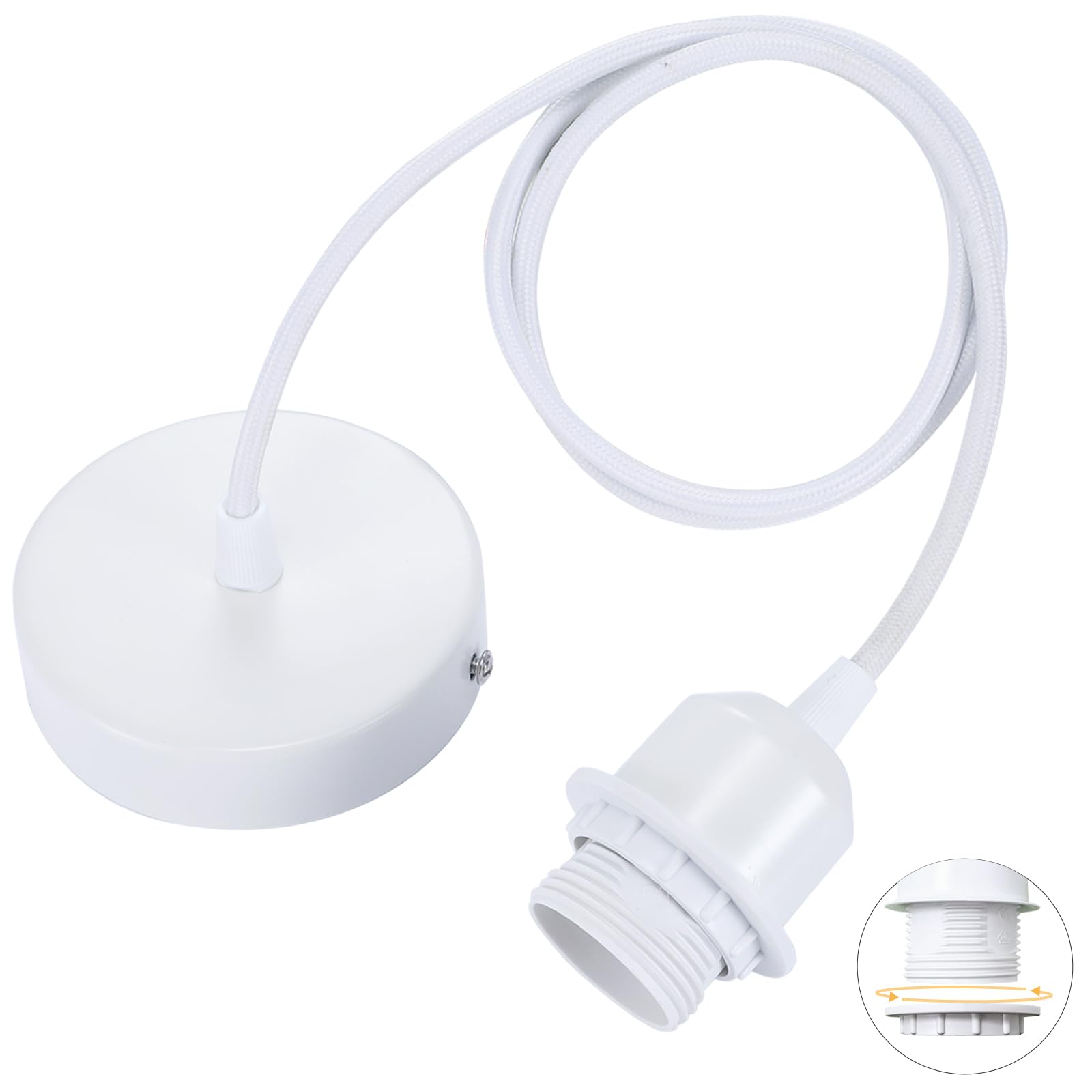 Linkind E27 - Lampa ar skrūvējamo gredzenu un 100cm regulējamu tekstilkabeli, piemērota virtuves un citu telpu apgaismojumam