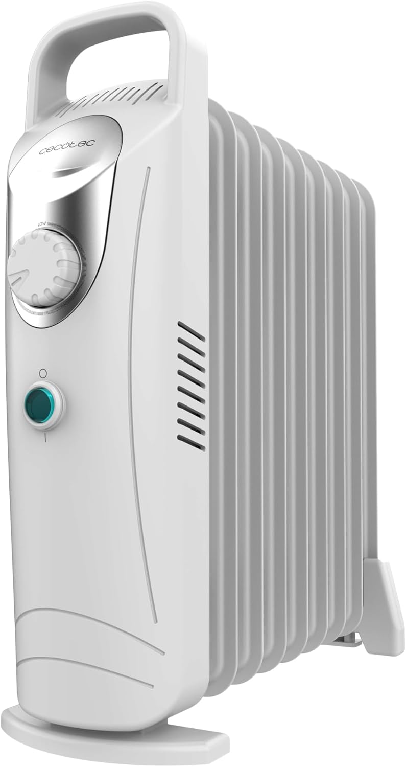 Cecotec Readywarm 900 Space – Eļļas radiators ar 9 ribām, 1000 W, 15m2 telpai, Warmspace tehnoloģija, aizsardzība pret pārkaršanu, balts