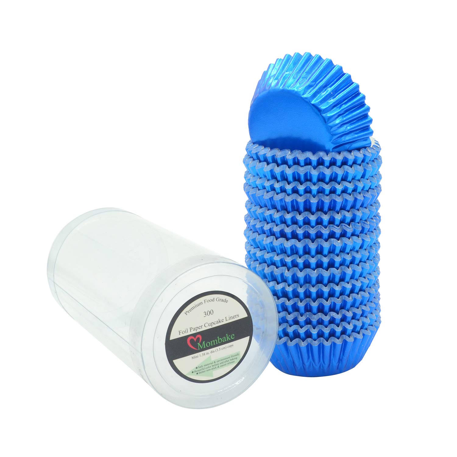 Mombake CL01M3BL - Mini folijas kēksiņu papīrīši, 300 gabali, zilā krāsā