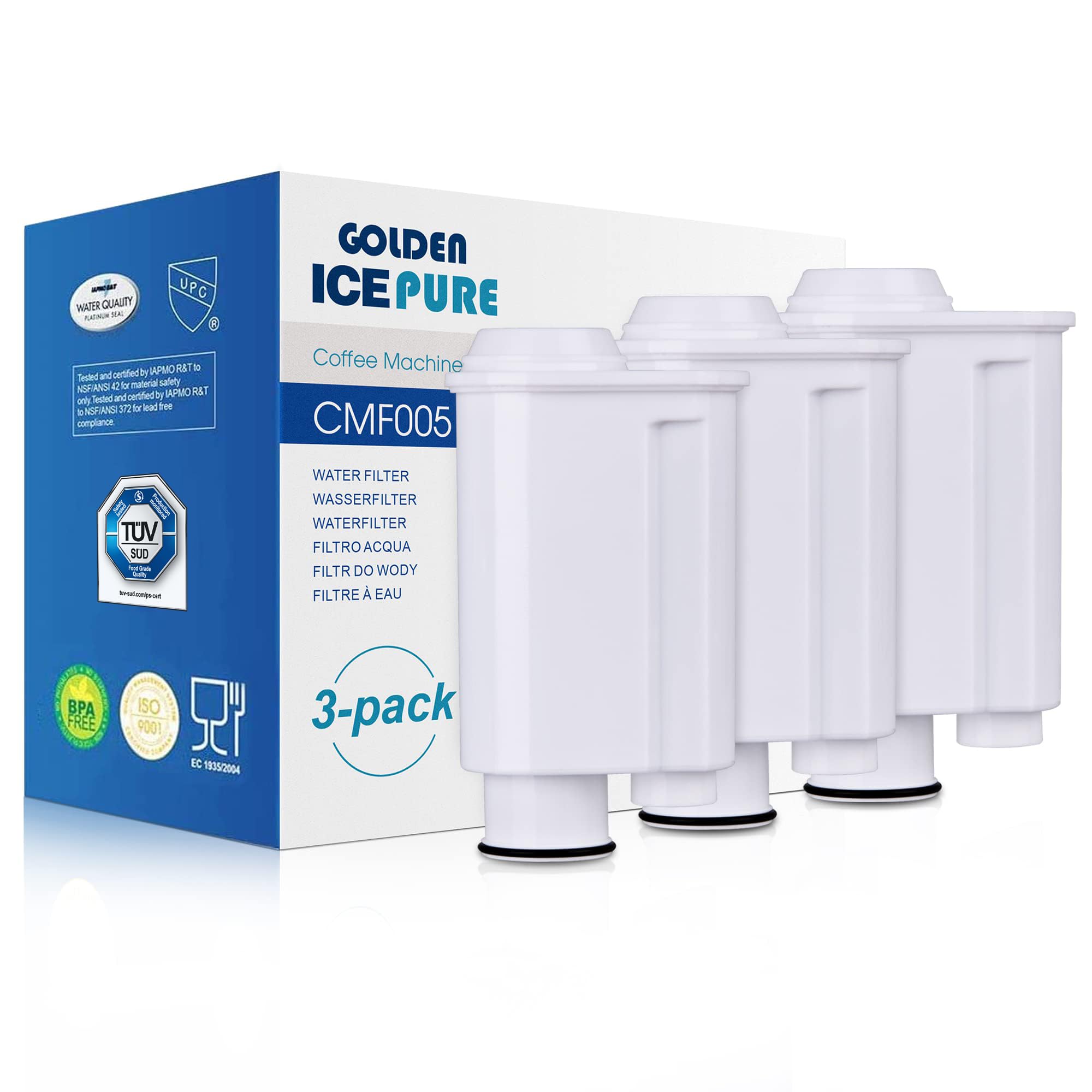 GOLDEN ICEPURE - Ūdens filtrs kafijas automātiem, saderīgs ar Saeco, Brita Intenza, 3 gab.