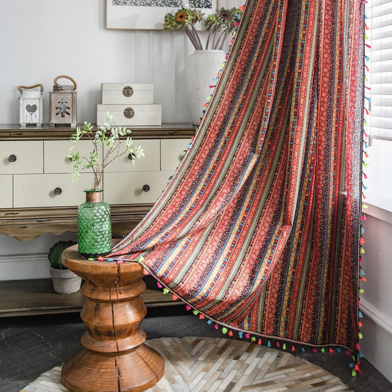 Freyamy Boho Vintage - Makramē Aizkari ar Stieņa Caurlaidi, 180 x 150 cm
