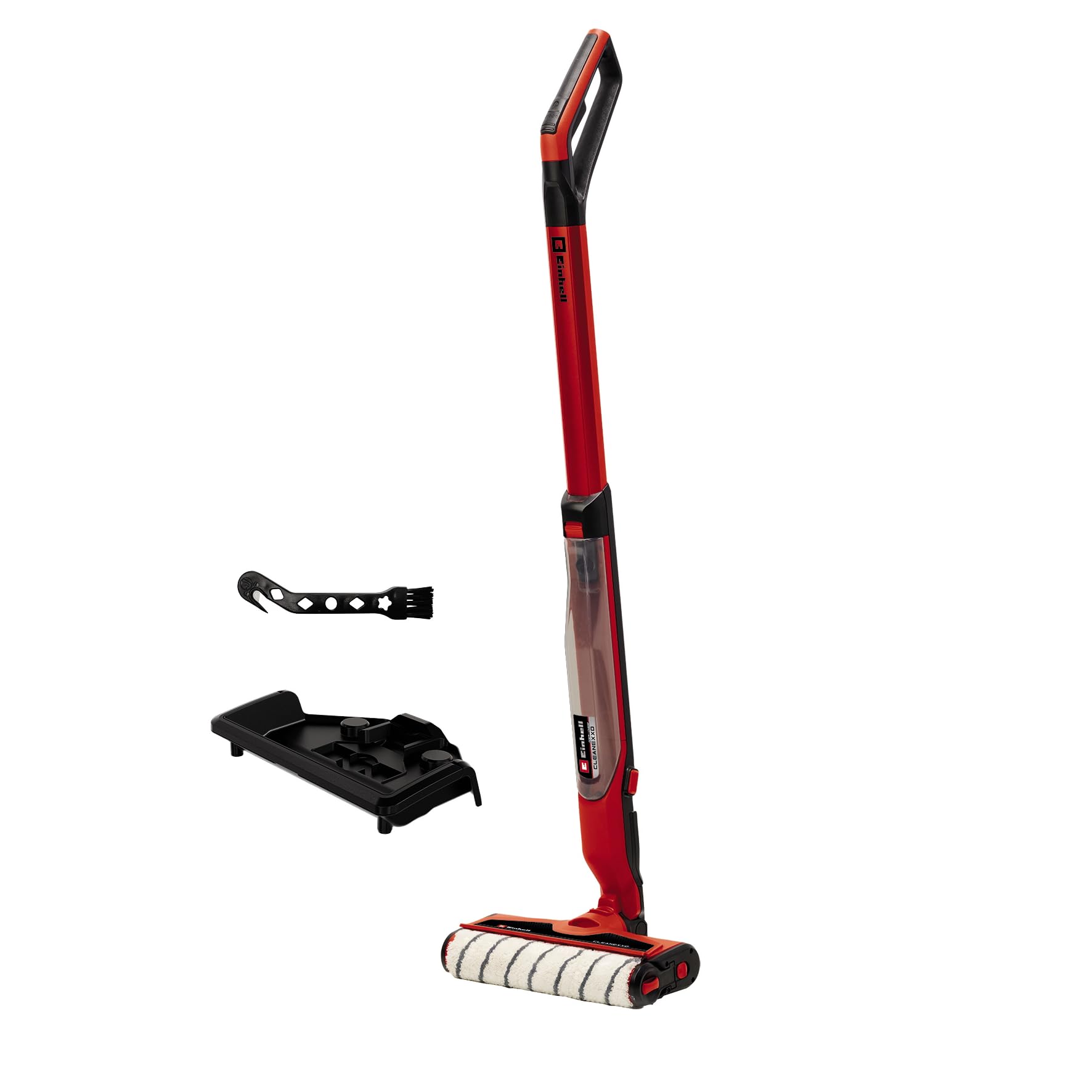 Einhell 3437110 - Bezvadu cieto grīdu tīrītājs, 18 V, 290 mm birste, pastiprinātāja režīms, pašattīrīšanās funkcija, kontrolējama ūdens padeve, bez akumulatora