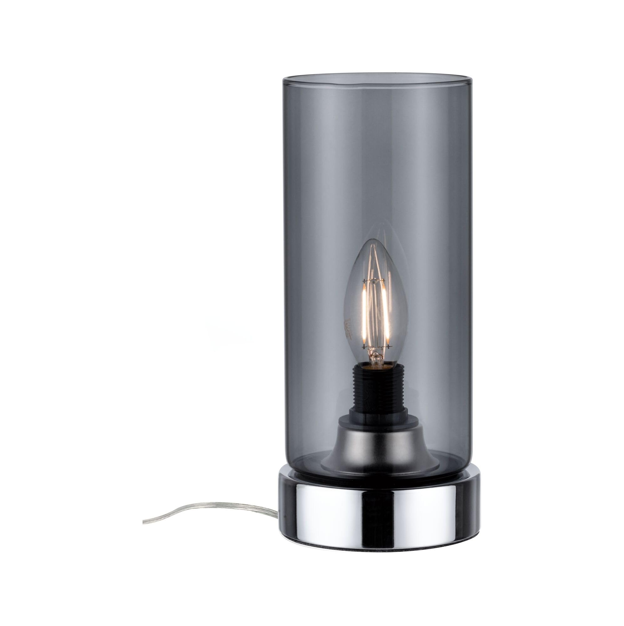 Paulmann 77056 Pinja - Galda lampa, skārienkontrole, E14, 20W, bez spuldzes, metāls/stikls