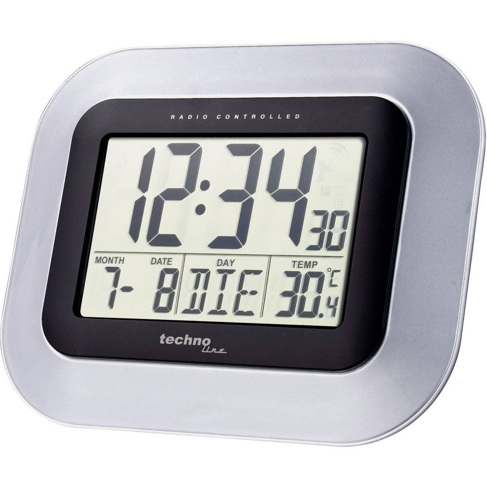 Technoline WS 8005 - Digitāls sienas pulkstenis ar temperatūras sensoru, sudraba krāsā