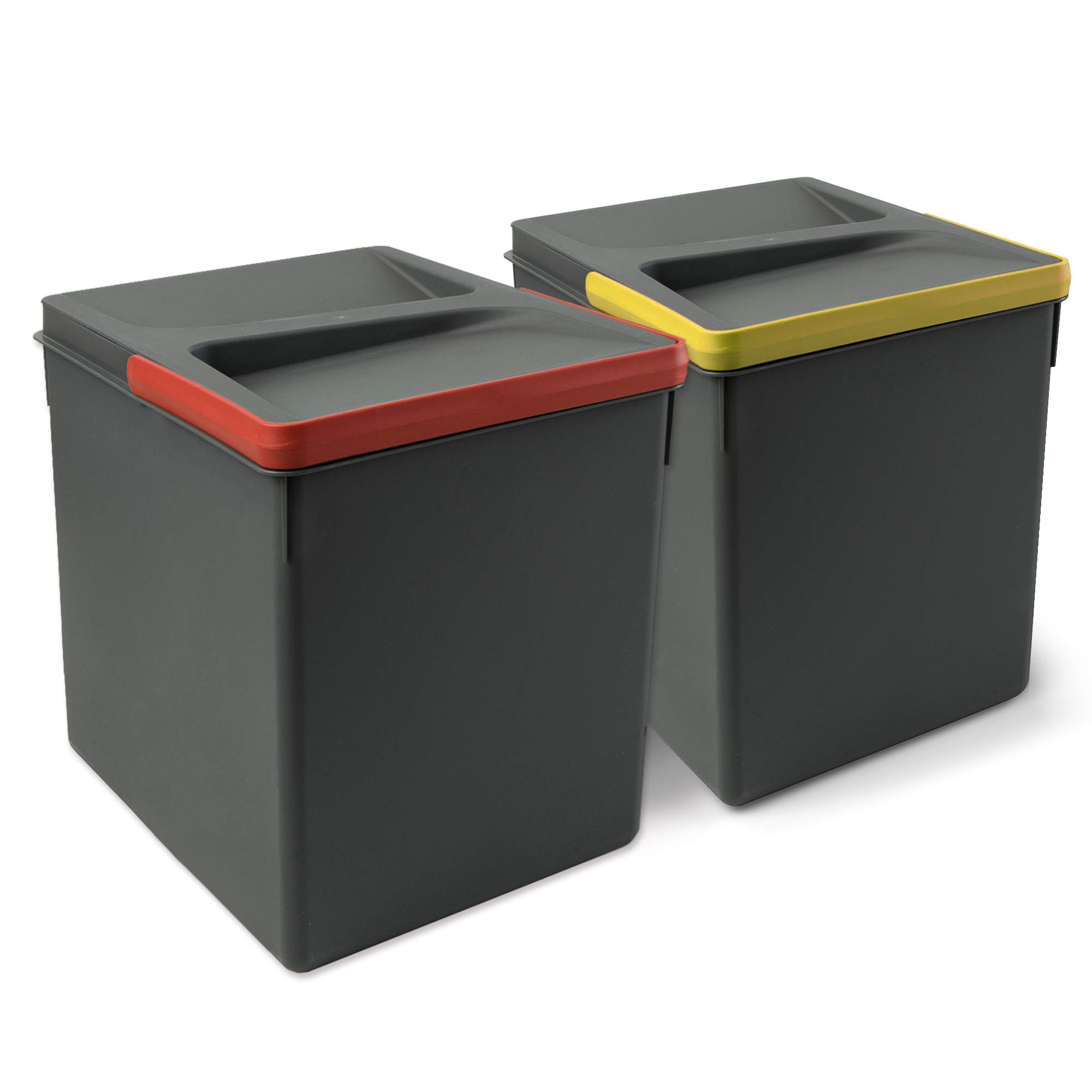 Emuca 8259423 - Virtuvju atkritumu tvertnes ar vāku, 266 mm augsts, plastmasa, antracīts, komplekts 2x15L