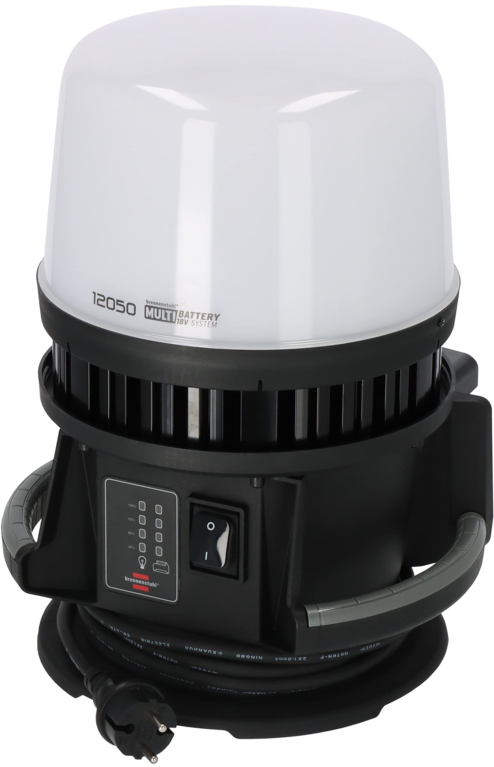 Brennenstuhl Professional Multi Battery LED 360 - Hibrīda celtniecības prožektors 12050 MH, 12000 lm, IP54, saderīgs ar 18 V baterijām 10 dažādiem ražotājiem, 5 m RN kabelis