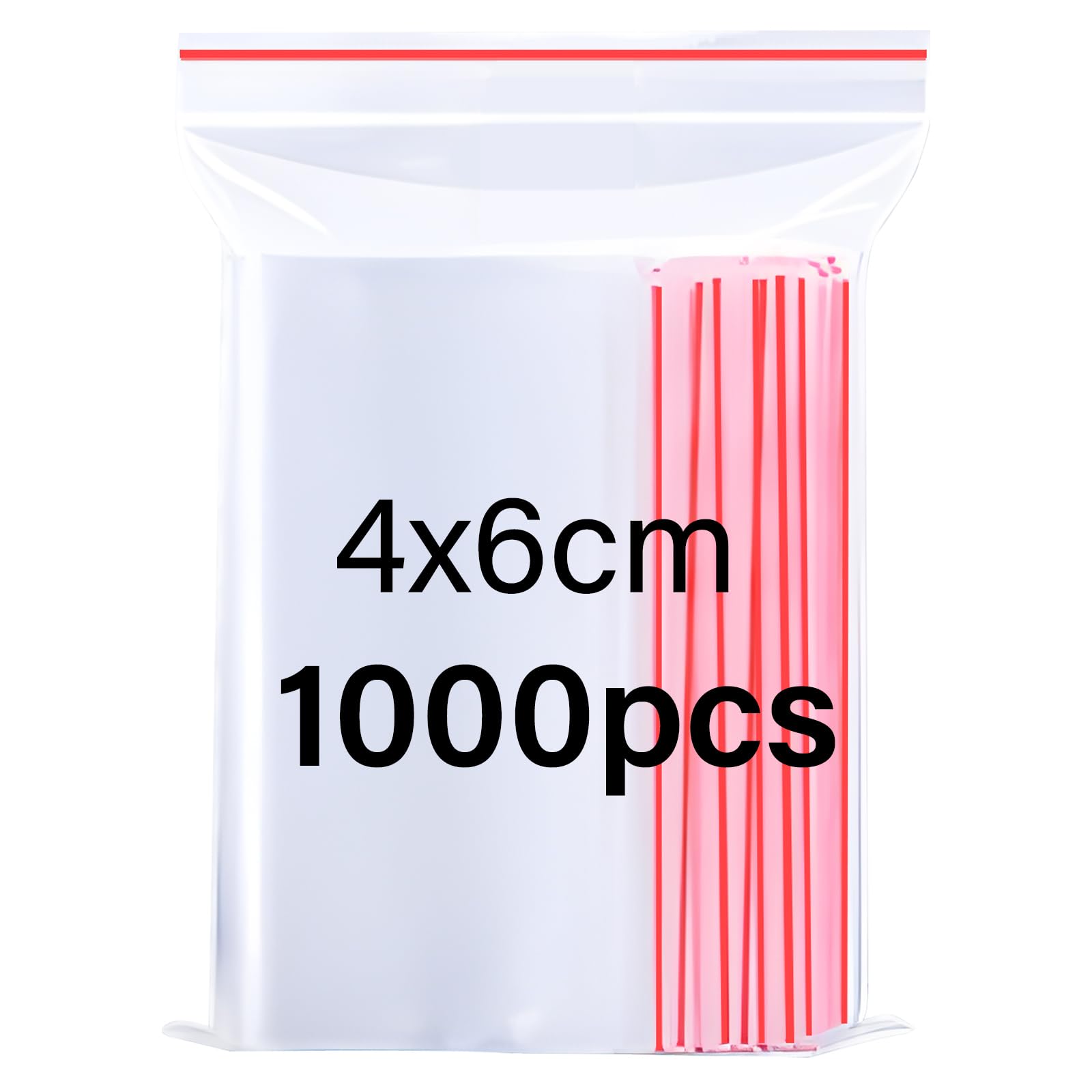 Omtofo - Caurspīdīgi 4x6 cm atkārtoti aizverami polietilēna maisiņi ar rāvējslēdzēju, 1000 gb.