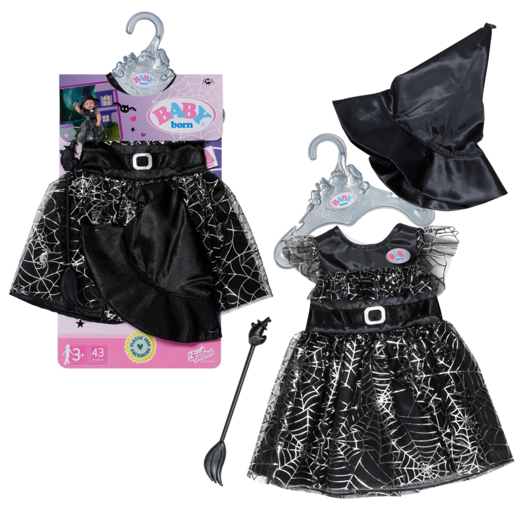 Zapf Creation Baby Born 836026 - raganas tērps ar slotu un cepuri