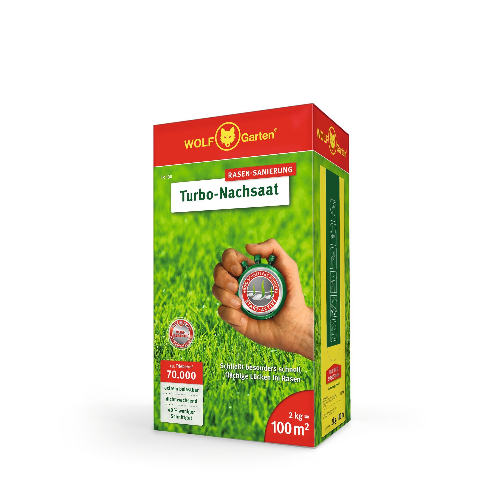 WOLF Garten Turbo-Nachsaat LR 3826040 - Zāles sēklas ar 30% ātrāka dīgšana, ļoti izturīgas, 100m2