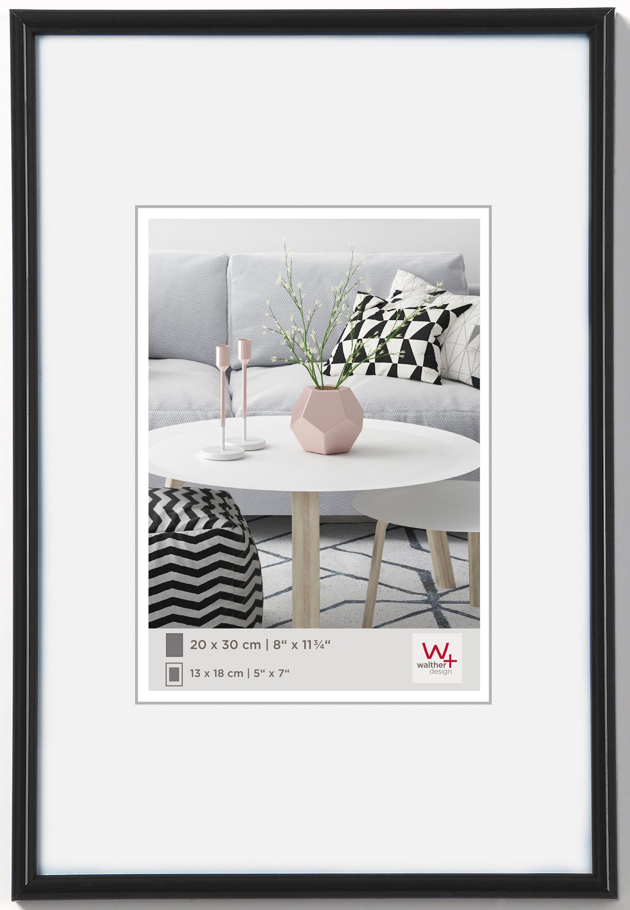 walther design KB100H - Melns plastikāta foto rāmis, 70 x 100 cm
