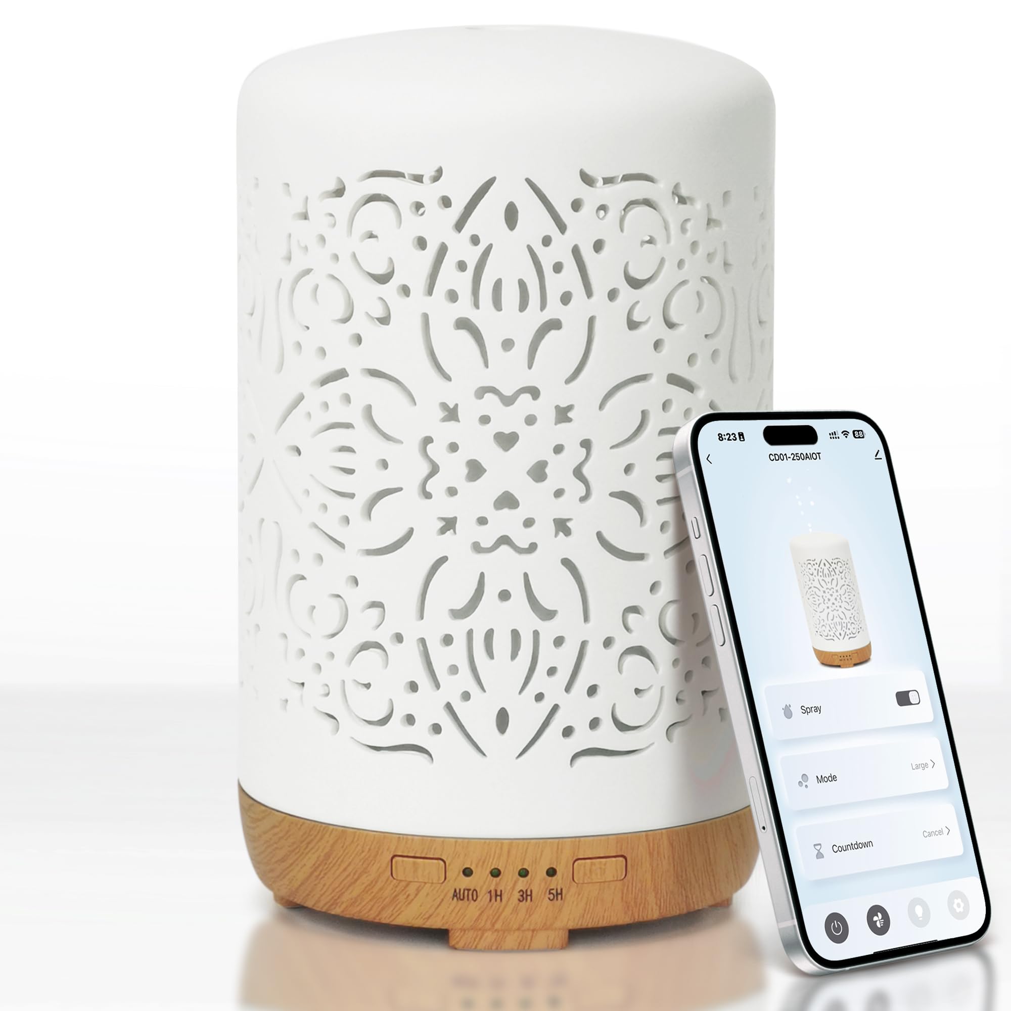 Earnest Living CD01-250AIOT - viedais WiFi keramikas aromaterapijas difuzors ar Alexa un LED