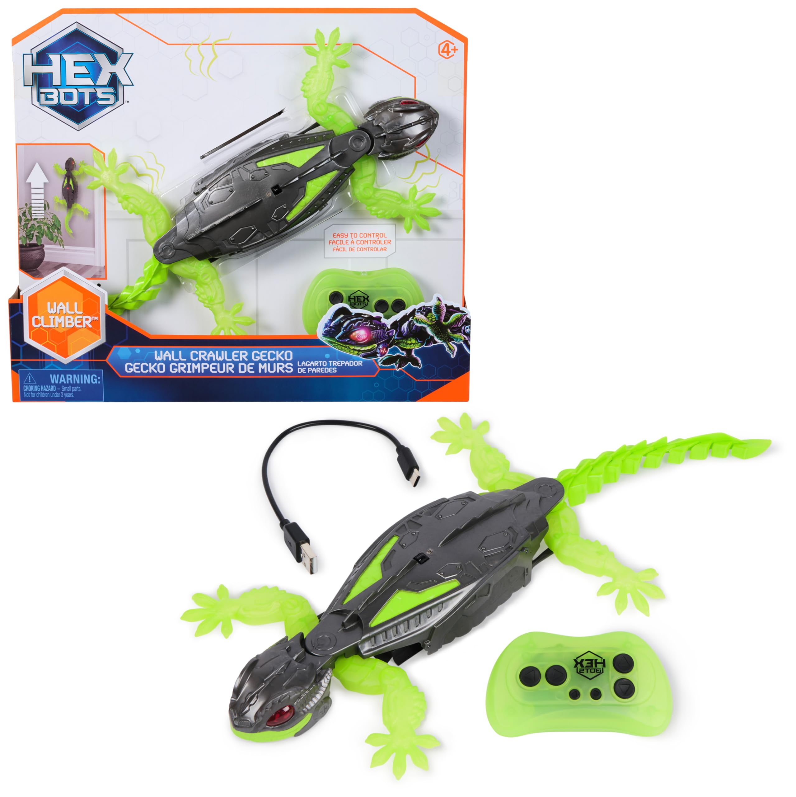 Hex Bots Wall Crawler Gecko - radiovadāma ķirzaka bērniem, no 4 gadiem
