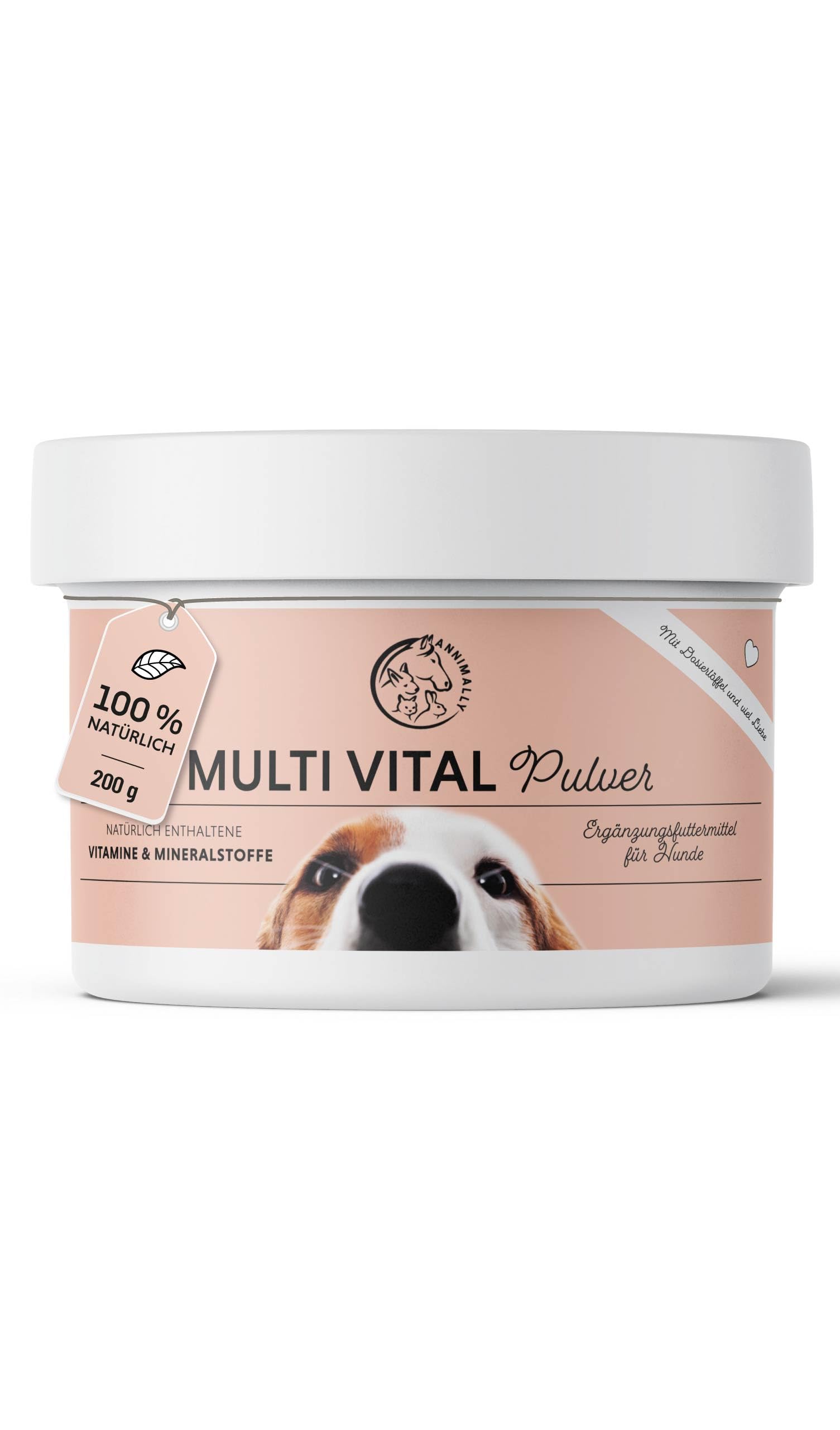 Annimally U5-QM2B-VZTN - Multivitamīnu komplekss suņiem ar minerāliem, spirulīnu un alus raugu, 200g