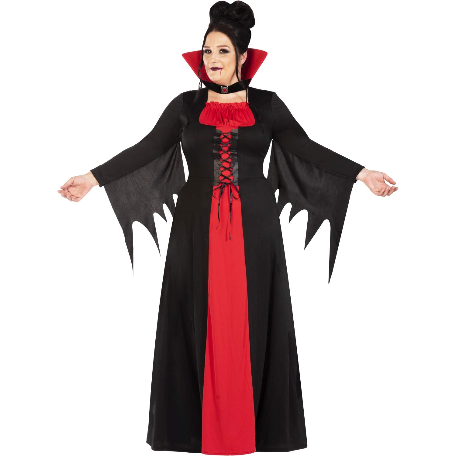 amscan 9908289 - Vampīra kostīms pieaugušajiem, Halloween tērps melns, izmērs 46/48
