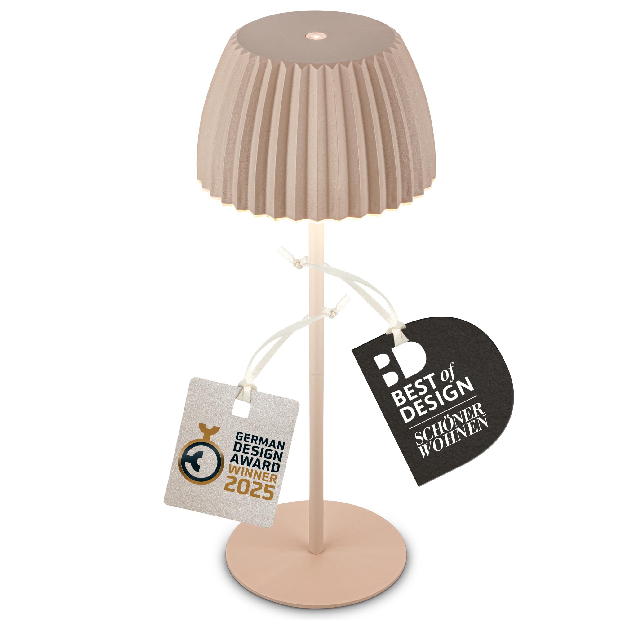 BRILONER Riffle 7553011 - LED bezvadu galda lampa IP44, pieskāriena dimmers, maināms akumulators, dizaina godalga 2025