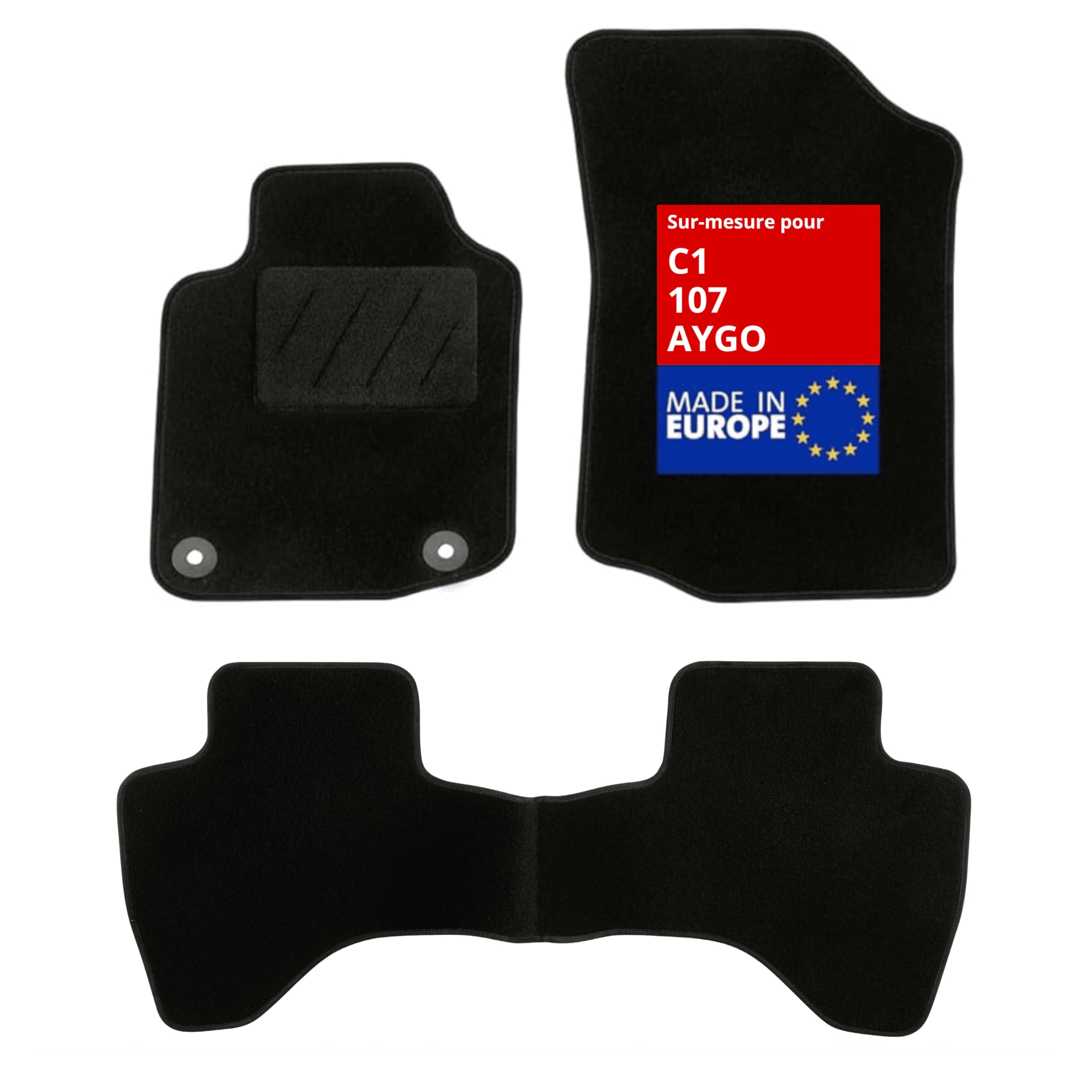 DBS - Automašīnas grīdas paklājiņi - pielāgoti - izstrādāti jūsu Peugeot 107 / Citroen C1 / Toyota AYGO (09/2010-12/2014)
