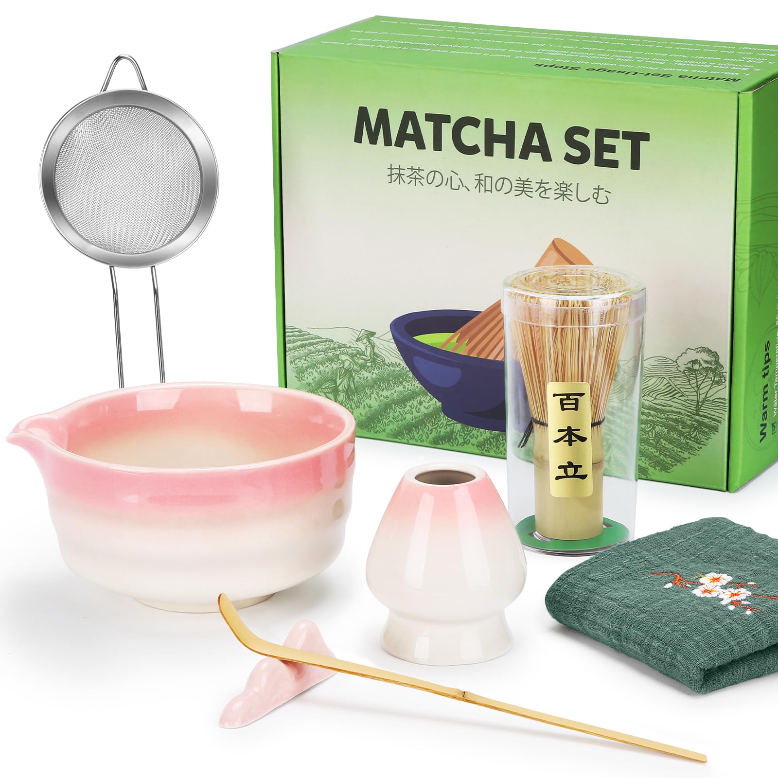 Alyvisun - Matcha tējas komplekts ar bļodu, slotiņu un karoti, ideāla dāvana tējas mīļotājiem